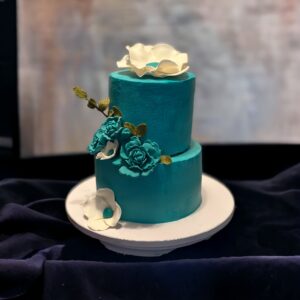 Teal wedding cake